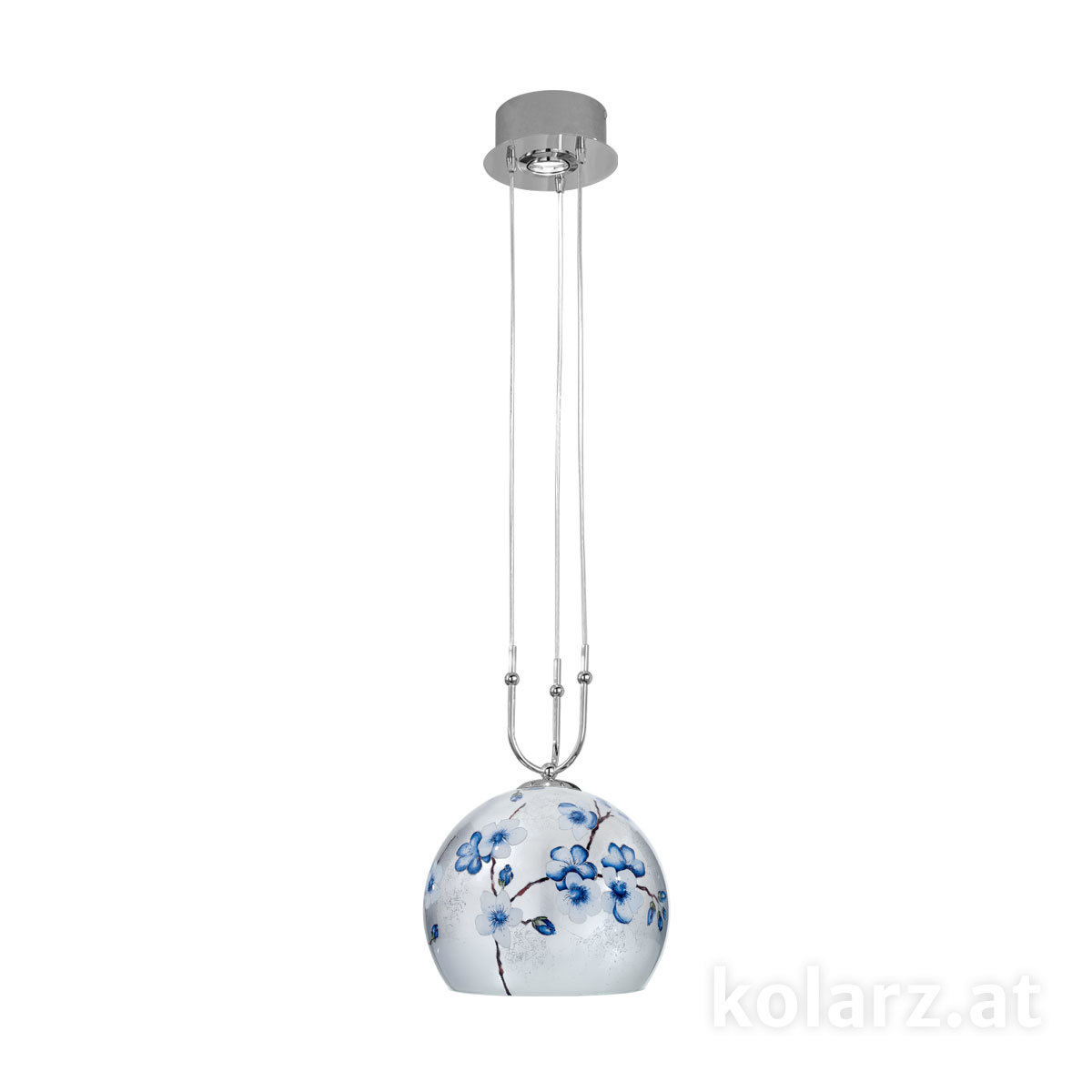 Serie LUNA VON ALLE von Alle von KOLARZ Leuchten Pendelleuchte LUNA, Primavera Silver, Ø30 Chrom, Ø30cm, Höhe 200cm, Min. Höhe 60cm, 1+1-flammig, E27+GU10 0392.31+1M.5.Pr.Ag