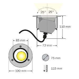 dot-spot von dot-spot brilliance 10 W LED Einbaustrahler mit Wabenblendschutz 30511.830.10.33