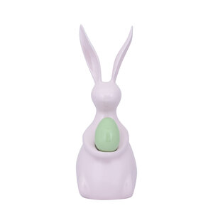 Saedee Light Pink estatua de conejo de aluminio fundido con huevo L
