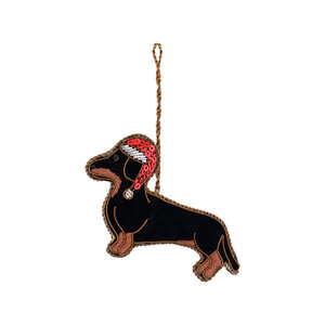 Merly colgante de tela negro para perro con perlas