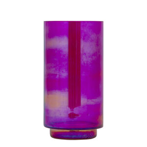 Marabel Purple farol de tormenta redondo de vidrio con acabado brillante