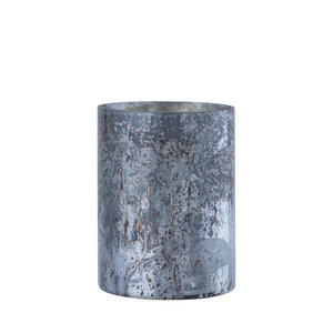 Lucias farol de vidrio azul con estampado de hojas