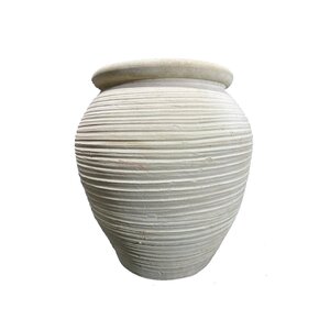 Bain Beige Terracota maceta redonda con líneas grande