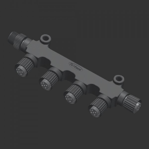 M12 Verteiler 5-fach T-Verteiler für M12 System, 1 x Stecker, 5 x Buchse von dot-spot