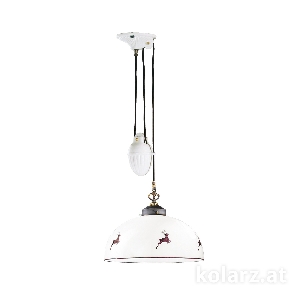 KOLARZ-Austrolux Leuchten Artikel von KOLARZ-Austrolux Leuchten Hängeleuchte NONNA, Altmessing, Hirsch Rot D 36 cm, Höhe 156 cm, min. Höhe 62 cm, max. Höhe 32 cm, 1 flg., E27, 75 W 731.33.105