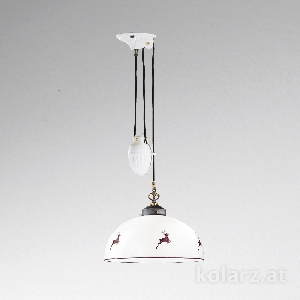 KOLARZ-Austrolux Leuchten Artikel von KOLARZ-Austrolux Leuchten Hängeleuchte NONNA, Altmessing, Hirsch Rot D 36 cm, Höhe 156 cm, min. Höhe 62 cm, max. Höhe 32 cm, 1 flg., E27, 75 W 731.33.105