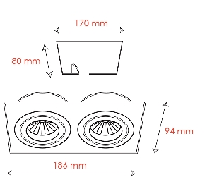 Moderne  für den Flur von BPM Lighting KATLI Einbauleuchte 2- fach 3012