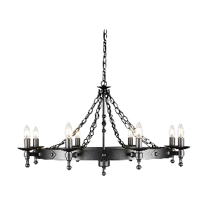 Warwick 8 Light Chandelier - Graphite Black von Elstead