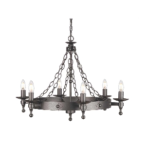 Warwick 6 Light Chandelier - Graphite Black von Elstead