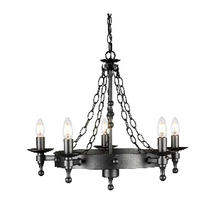 Warwick 5 Licht Kronleuchter - Graphit Schwarz von Elstead