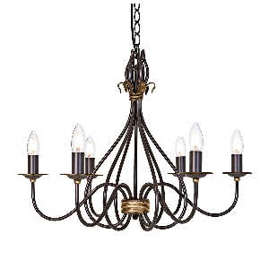 Elstead Hängeleuchte, Pendelleuchten & Hängelampen von Elstead Windermere 6 Licht Kronleuchter - Rost/Gold WM6