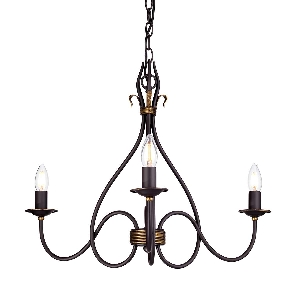 Elstead Hängeleuchte, Pendelleuchten & Hängelampen von Elstead Windermere 3 Licht Kronleuchter - Rost/Gold WM3
