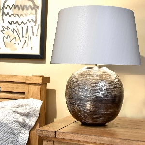 Elstead Caesar 1 Light Tischleuchte - Silber mit silbernem Schirm CAESAR-TL-SIL