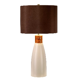 Elstead Hammersmith 1 leichte Tischleuchte - Taupe mit braunem Schirm HAMMERSMITH-TL