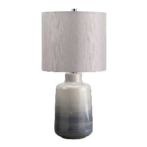 Elstead Bacari 1 Light Small Table Lamp - Blau und Grau mit hellgrauem Schirm BACARI-TL-SM