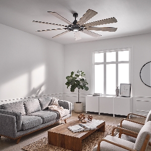 Elstead Deckenventilatoren mit und ohne Licht von Elstead Gentry XL - 85in / 216cm Ventilator - verwittertes Zink KLF-GENTRY-85-WZ
