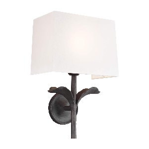 Wandleuchten & Wandlampen von Elstead Georgia 1 Light Wandleuchte - Gealtertes Eisen und weißer Baumwollschirm FE-GEORGIA1