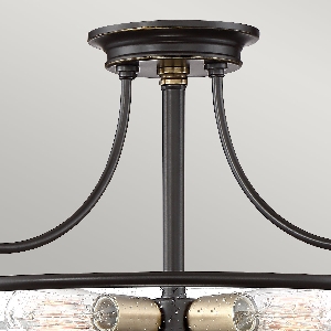 Serie GRIFFIN VON ELSTEAD von Elstead von Elstead Griffin 4 Light Semi-Flush - Palladian Bronze mit Weathered Brass Akzenten QZ-GRIFFIN-SFM-C-PNAB