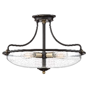 Griffin 4 Light Semi-Flush - Palladian Bronze mit Weathered Brass Akzenten von Elstead