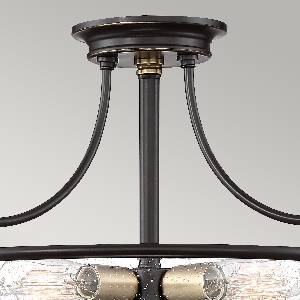 Serie GRIFFIN VON ELSTEAD von Elstead von Elstead Griffin 3 Light Semi-Flush - C - Palladian Bronze mit Akzenten aus verwittertem Messing QZ-GRIFFIN-SFS-C-PNAB