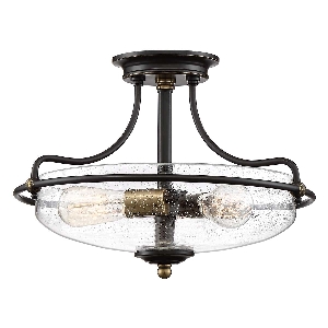 Griffin 3 Light Semi-Flush - C - Palladian Bronze mit Akzenten aus verwittertem Messing von Elstead