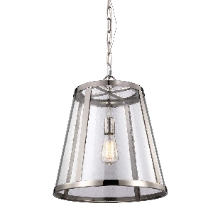 Elstead Harrow 1 Leuchte Medium Pendelleuchte - Nickel poliert FE-HARROW-P-M