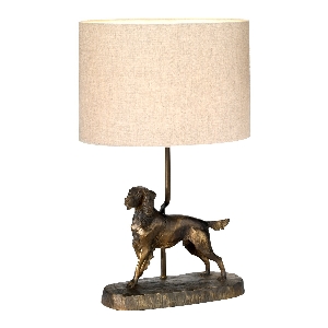 Elstead Rufus Tischleuchte mit ovalem Schirm - Bronze Patina mit natürlichem Schirm DL-RUFUS-TL