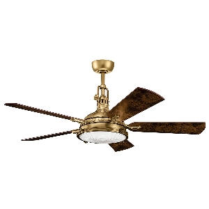 Elstead Deckenventilatoren mit und ohne Licht von Elstead Hatteras Bay - 56in / 142cm Ventilator - Brüniertes Antikmessing KLF-HATTERAS-BAY-56-BAB