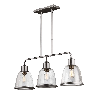 Elstead Hängeleuchte, Pendelleuchten & Hängelampen von Elstead Hobson 3 Licht Insel Licht - Satin Nickel FE-HOBSON-3P-SN