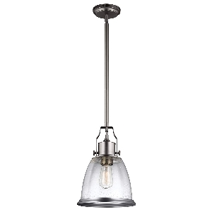 Elstead Hängeleuchte, Pendelleuchten & Hängelampen von Elstead Hobson 1 Light Medium Pendelleuchte - Satin Nickel FE-HOBSON-P-M-SN