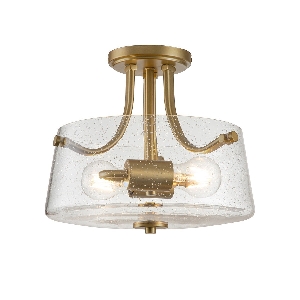 Elstead Hollister 2 Light Semi-Flush - Gebürstetes Messing QZ-HOLLISTER-SF-BB