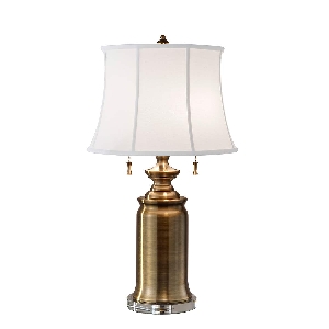 Elstead Stateroom Tischlampe - Bali Messing mit weißem Schirm FE-STATEROOM-TL-BB