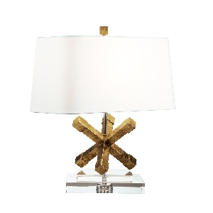 Elstead Jackson Square Tischleuchte - Distressed Gold mit cremefarbenem Lampenschirm GN-JACKSON-SQUARE-TL