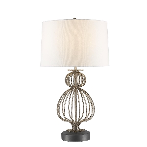 Elstead Lafitte Tischleuchte - Silber mit cremefarbenem Lampenschirm GN-LAFITTE-TL-SV