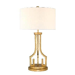 Elstead Lemuria Tischleuchte - Distressed Gold mit elfenbeinweißem Lampenschirm GN-LEMURIA-TL