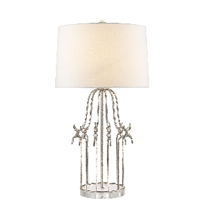 Elstead Stella Tischleuchte - Silber mit cremefarbenem Lampenschirm im Used-Look GN-STELLA-TL-SV