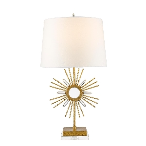 Elstead Sun King Tischlampe - Distressed Gold, Cremefarbener Schirm GN-SUN-KING-TL