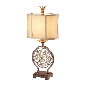 Elstead Marcella Tischlampe - Britische Bronze/Oxidierte Bronze mit Hellgold Schirm FE-MARCELLA-TL
