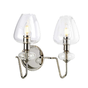 Elstead Armand 2 Wandleuchte - Poliertes Nickel mit klaren Glasschirmen DL-ARMAND2-PN