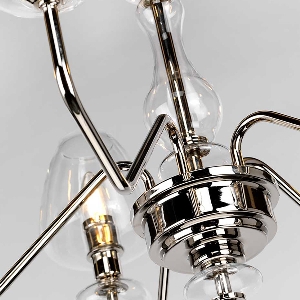 Elstead Armand 5 Kronleuchter - Poliertes Nickel mit klaren Glasschirmen DL-ARMAND5-PN