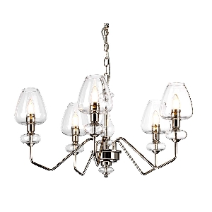 Elstead Armand 5 Kronleuchter - Poliertes Nickel mit klaren Glasschirmen DL-ARMAND5-PN