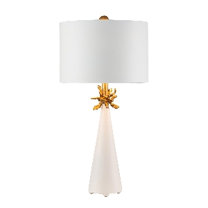 Elstead von Elstead Neo 1 Tischleuchte - Weiß und Gold mit weißem Schirm FB-NEO-TL-FR-WHT