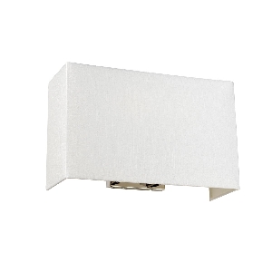 Elstead Riley Large Rectangular Wall Light mit Rückwand aus poliertem Chrom und elfenbeinfarbenem Lampenschirm DL-RILEY-L-IV-PC