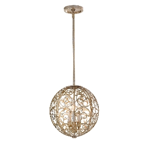 Elstead Arabesque 3-Kronleuchter - Blattsilber Patina FE-ARABESQUE3