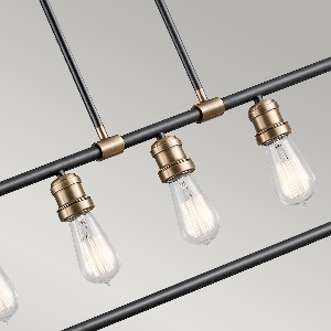 Elstead Imahn 5 Light Linear Kronleuchter - Schwarz und Naturmessing KL-IMAHN-ISLE