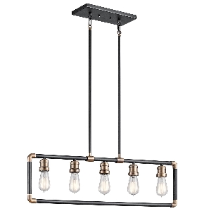 Elstead Imahn 5 Light Linear Kronleuchter - Schwarz und Naturmessing KL-IMAHN-ISLE