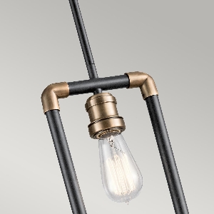 Elstead Imahn 1 Light Mini Pendelleuchte - Schwarz und Naturmessing KL-IMAHN-MP