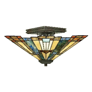  von Elstead Inglenook 2 Light Semi-Flush - Valiant Bronze QZ-INGLENOOK-SF