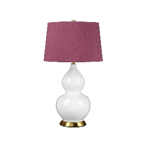Isla 1 Light Tischleuchte - Aged Brass, Weiß, Lila mit Bloom Purple Shade von Elstead