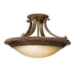  von Elstead Kelham Hall 2 Light Semi-Flush Light - Firenze Gold/British Bronze FE-KELHAM-HALL-SF